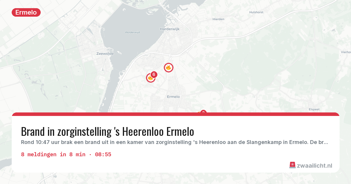 Kaart van de activiteitspiek bij Ermelo