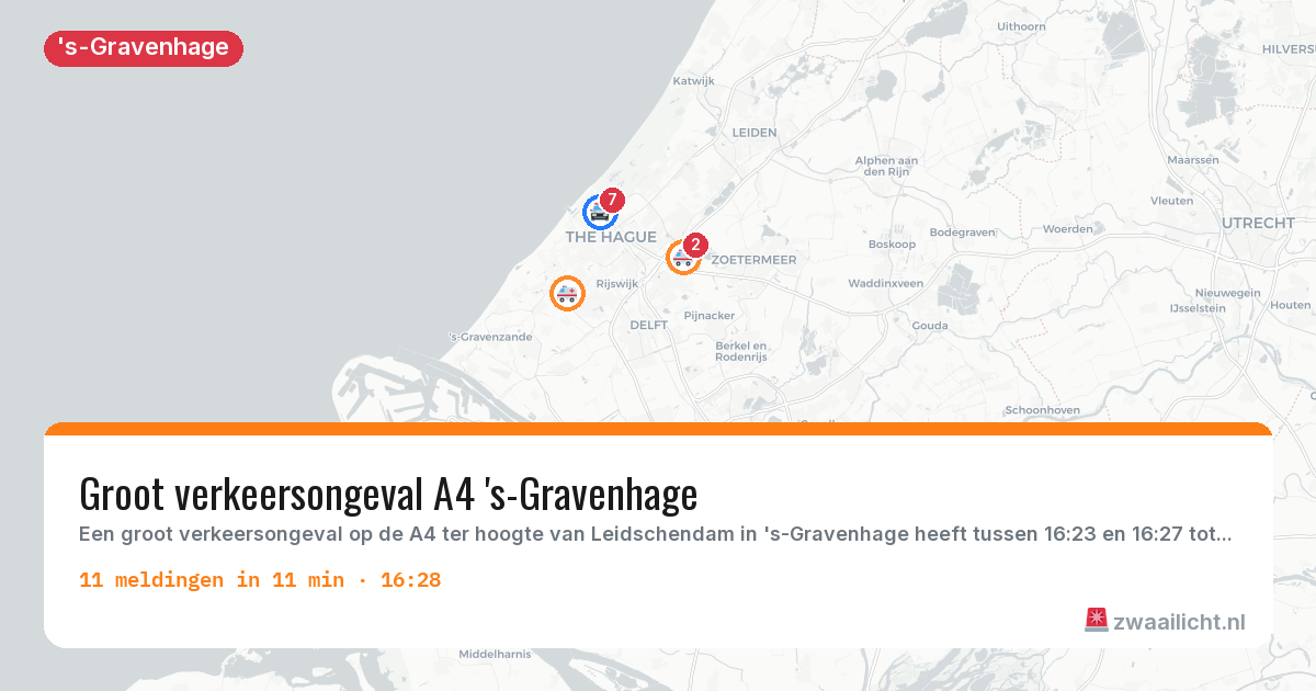 Kaart van de activiteitspiek bij 's-Gravenhage