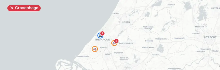 Kaart van Groot verkeersongeval A4 's-Gravenhage