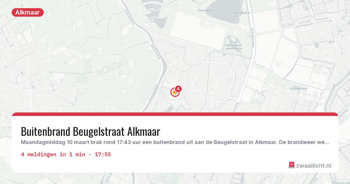 Kaart van de activiteitspiek bij Alkmaar