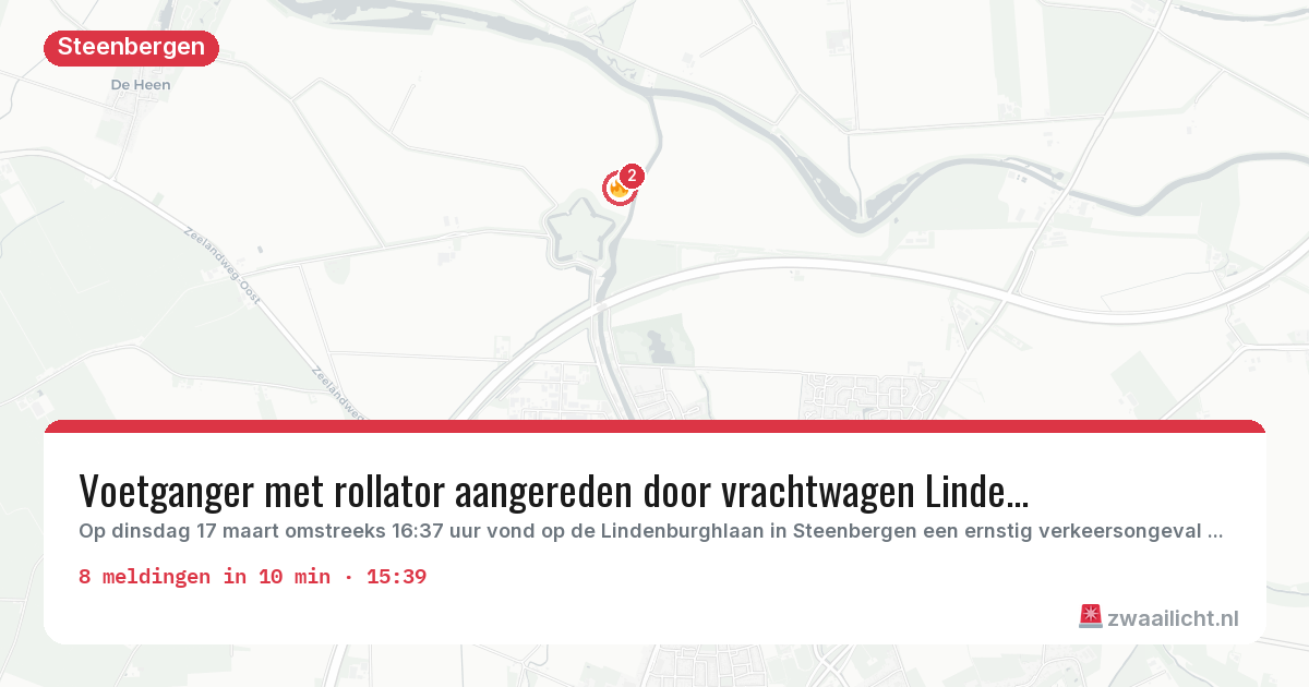 Kaart van de activiteitspiek bij Steenbergen