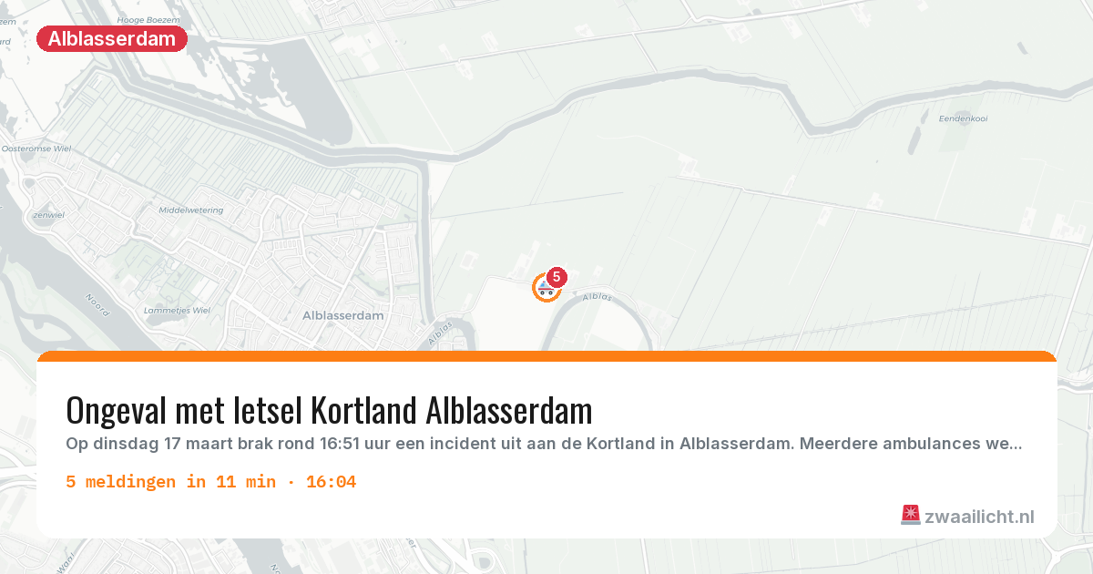 Kaart van de activiteitspiek bij Alblasserdam
