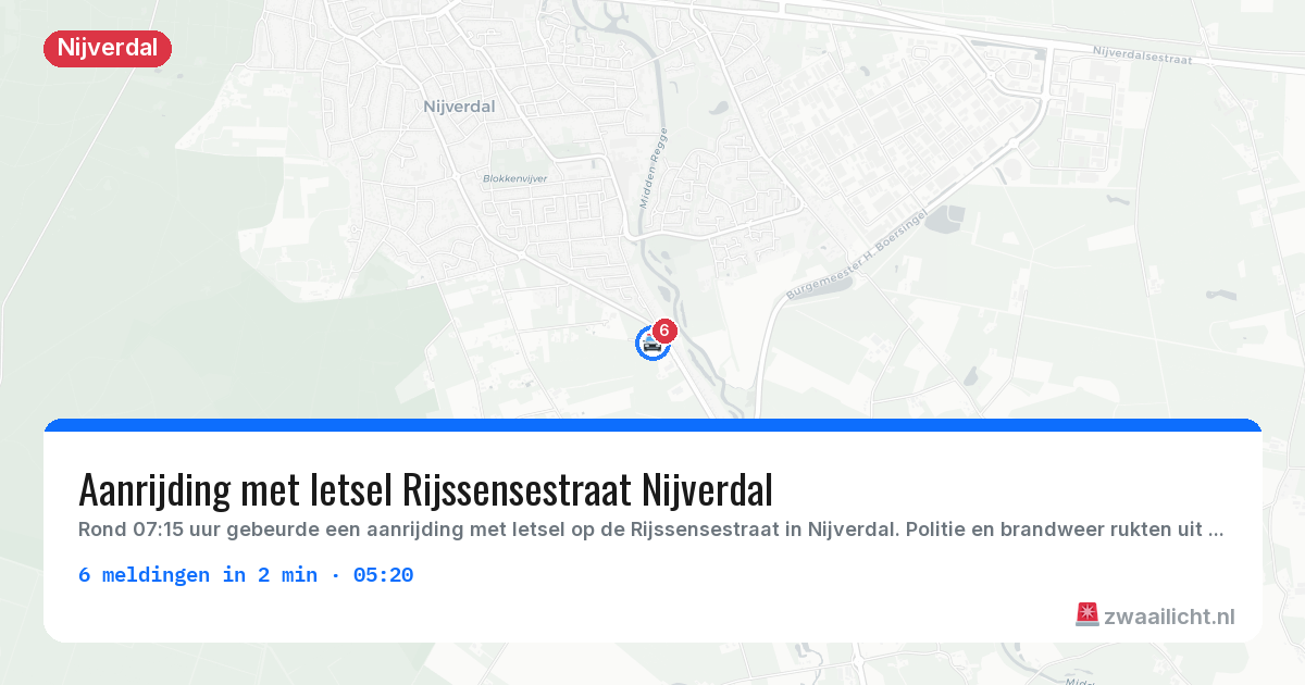 Kaart van de activiteitspiek bij Nijverdal