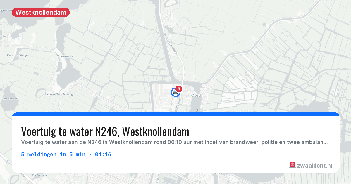 Kaart van de activiteitspiek bij Westknollendam