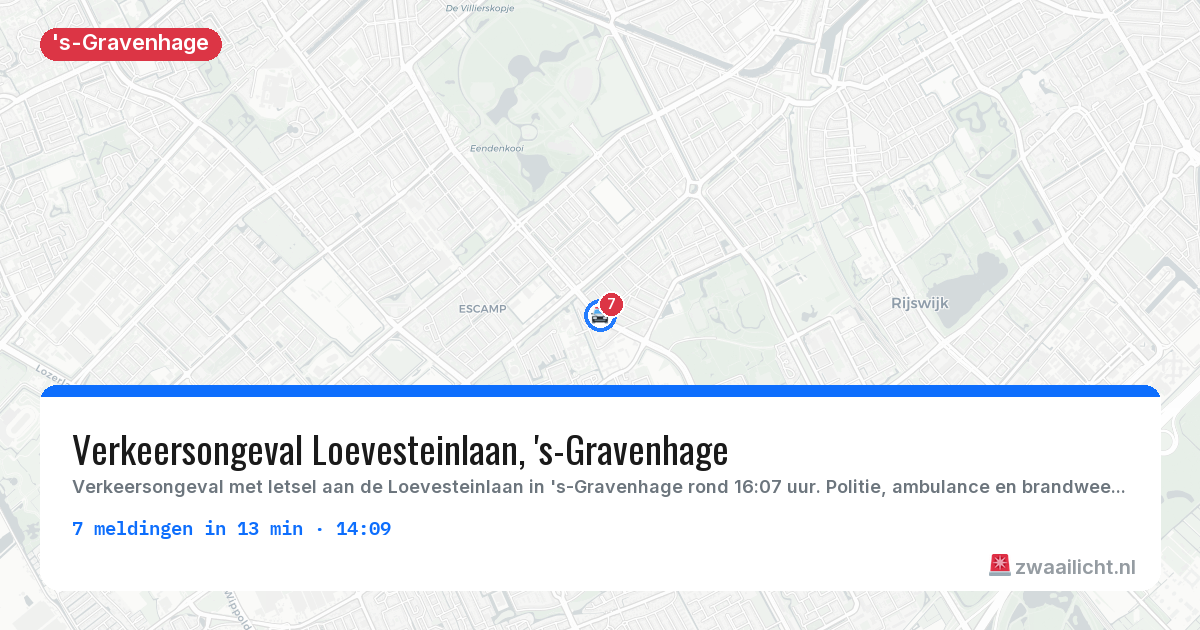 Kaart van de activiteitspiek bij 's-Gravenhage