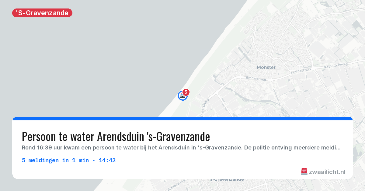 Kaart van de activiteitspiek bij 'S-Gravenzande