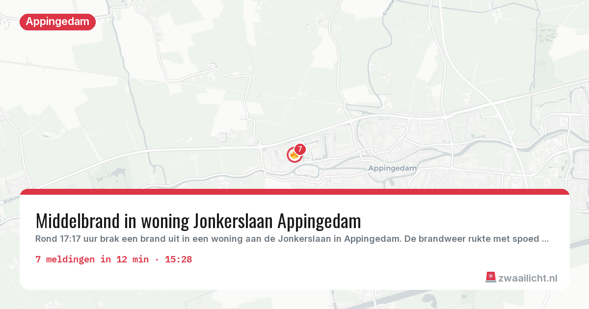 Kaart van de activiteitspiek bij Appingedam