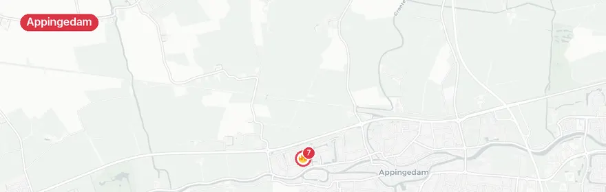 Kaart van Middelbrand in woning Jonkerslaan Appingedam