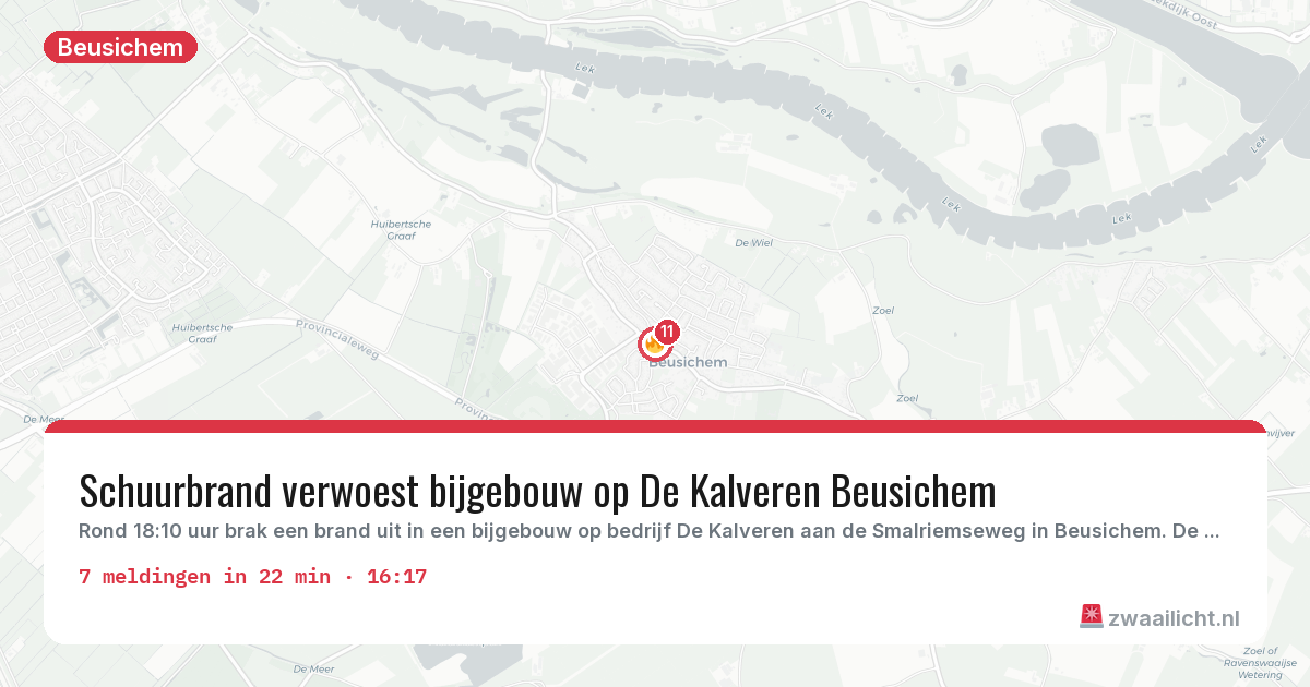 Kaart van de activiteitspiek bij Beusichem