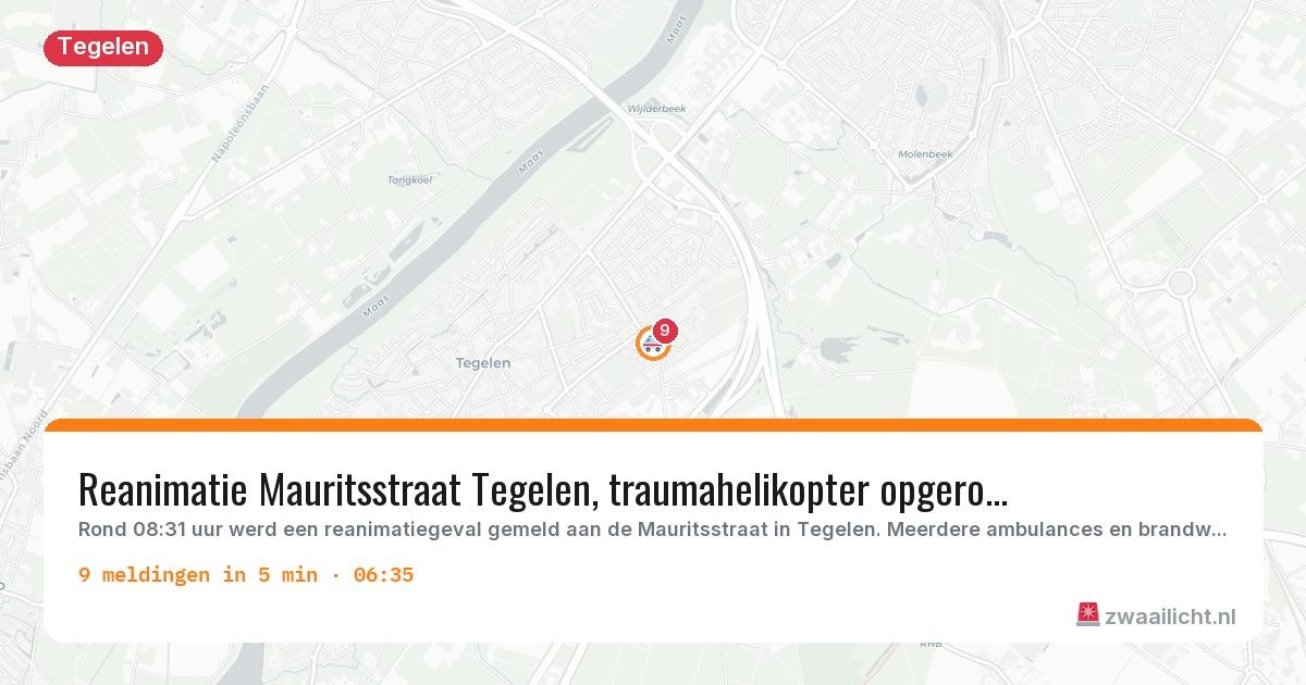 Kaart van de activiteitspiek bij Tegelen