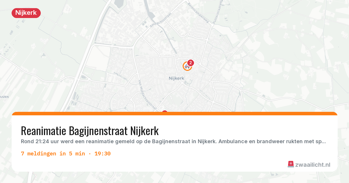 Kaart van de activiteitspiek bij Nijkerk