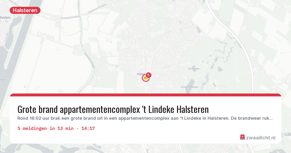Kaart van de activiteitspiek bij Halsteren