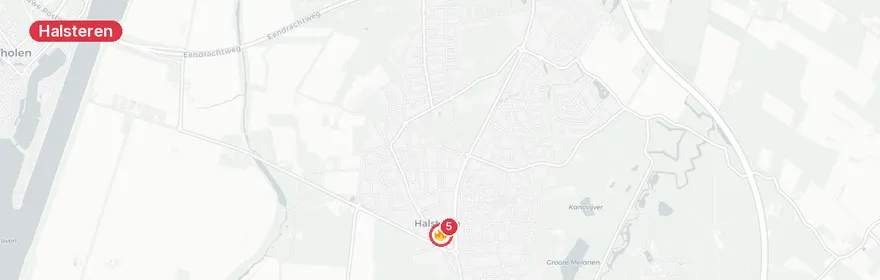 Kaart van Grote brand appartementencomplex 't Lindeke Halsteren