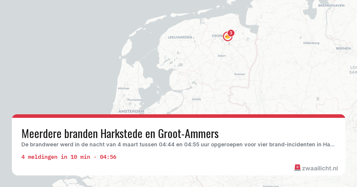 Kaart van de activiteitspiek bij Brandweer
