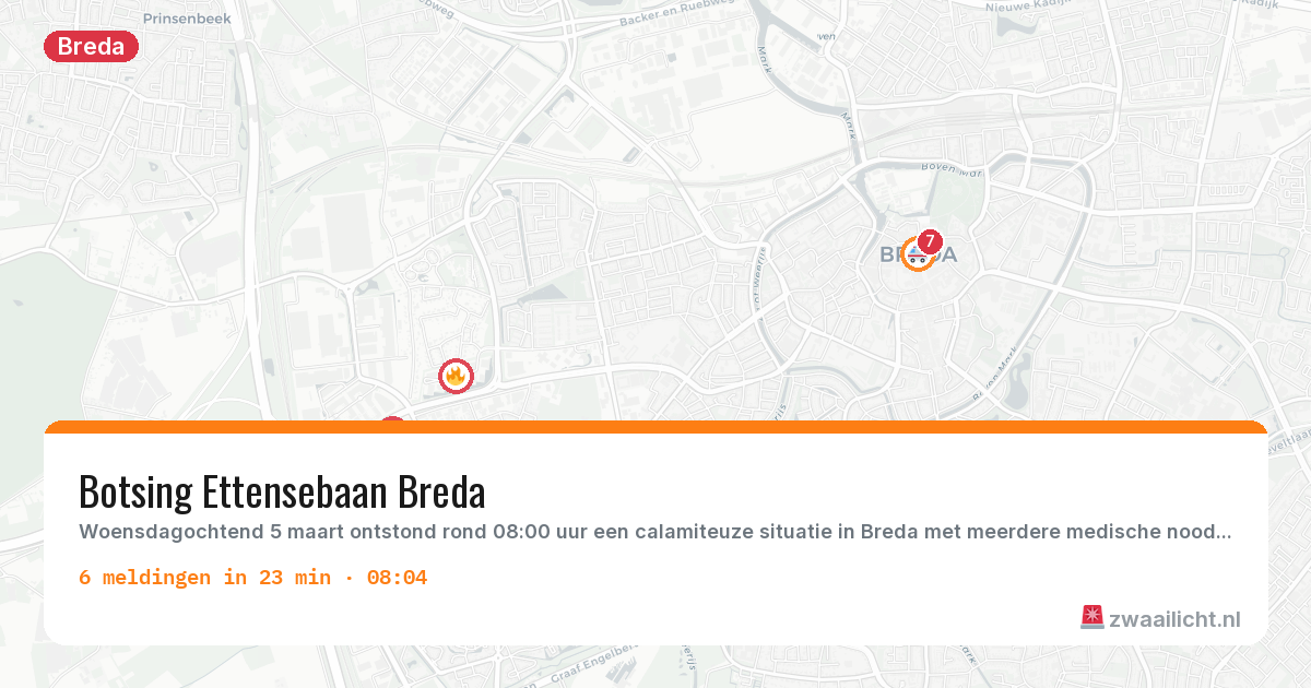 Kaart van de activiteitspiek bij Breda