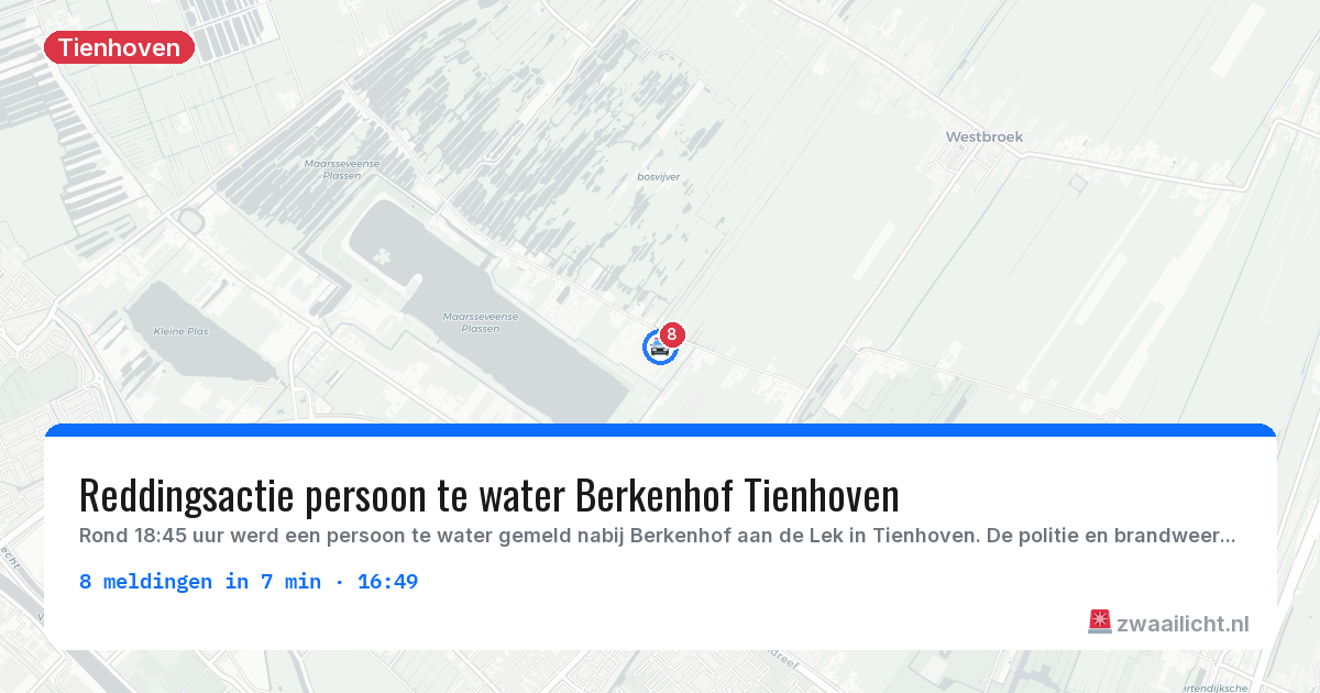 Kaart van de activiteitspiek bij Tienhoven
