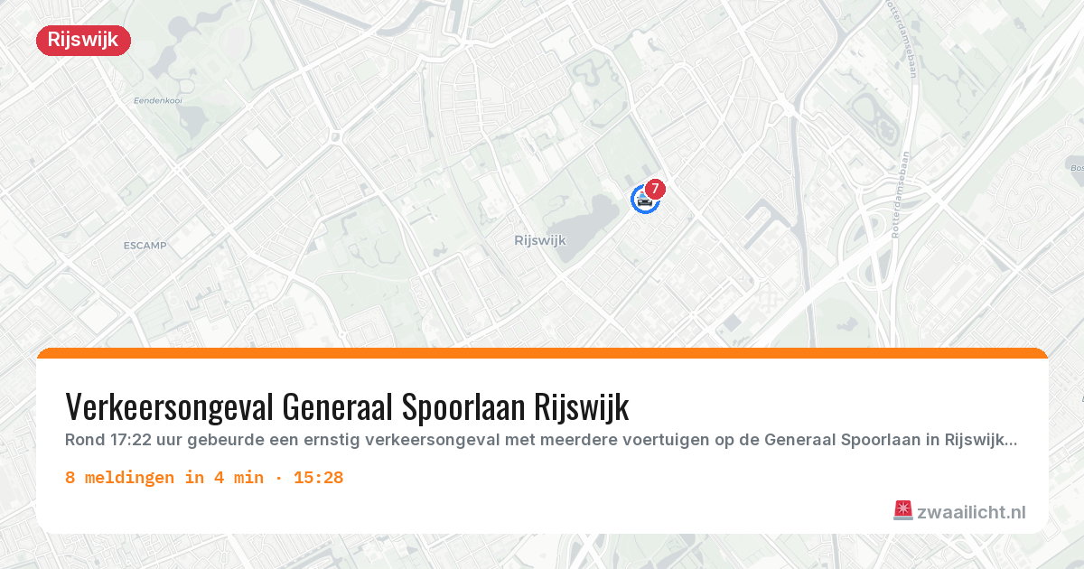 Kaart van de activiteitspiek bij Rijswijk