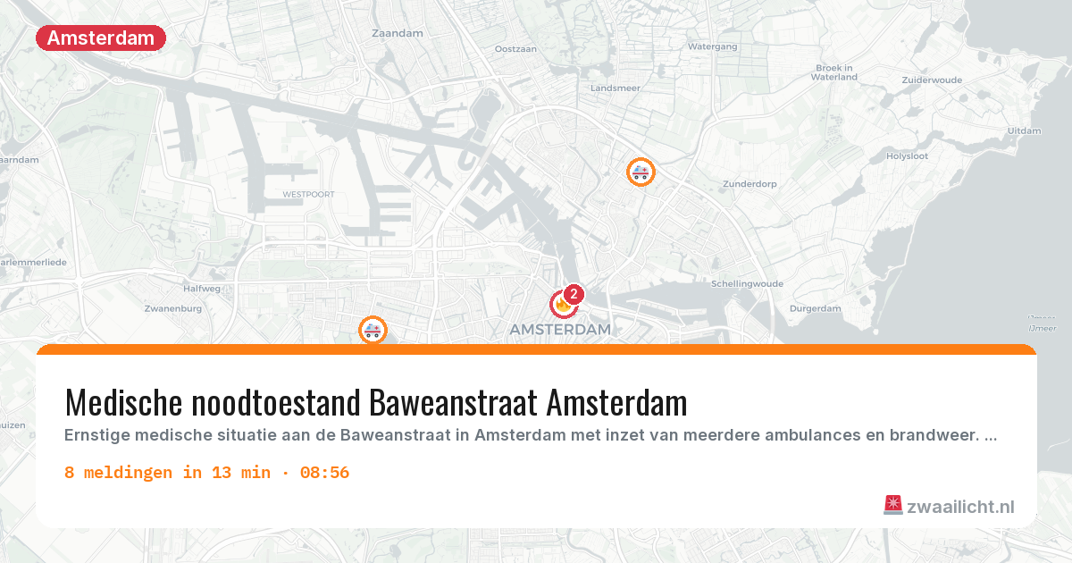 Kaart van de activiteitspiek bij Amsterdam