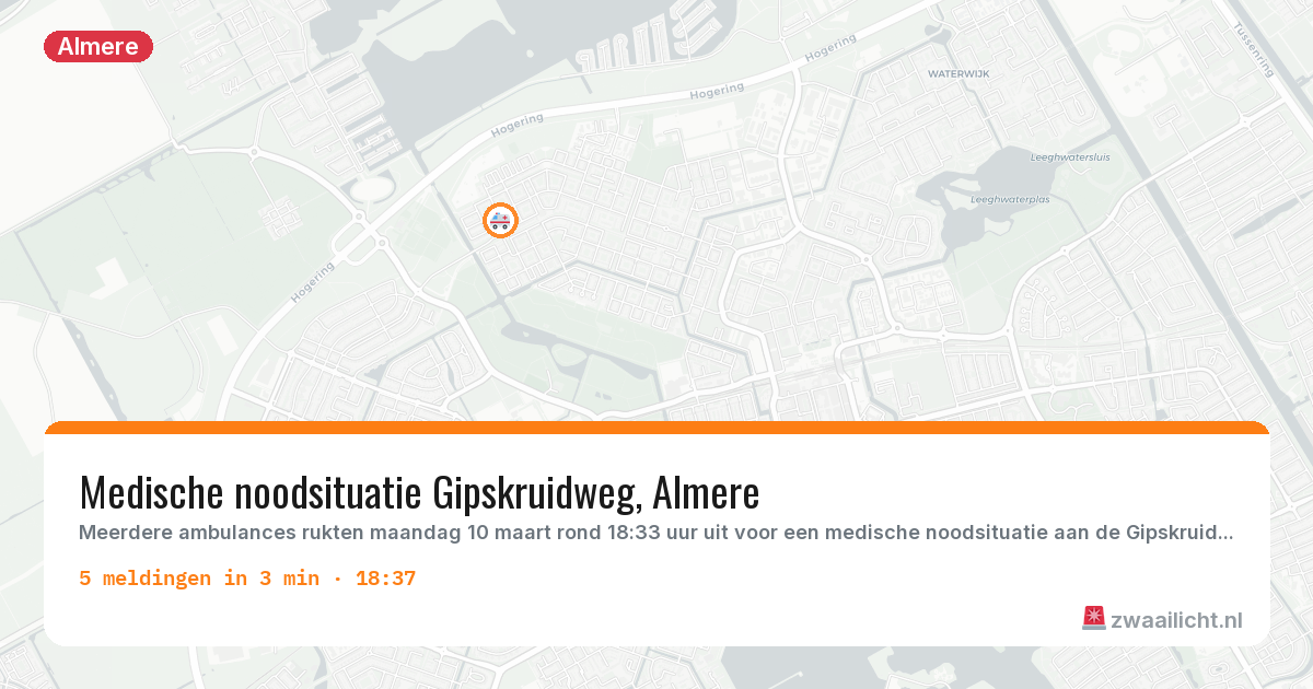 Kaart van de activiteitspiek bij Almere