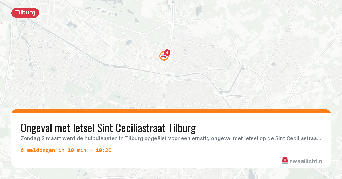 Kaart van de activiteitspiek bij Tilburg