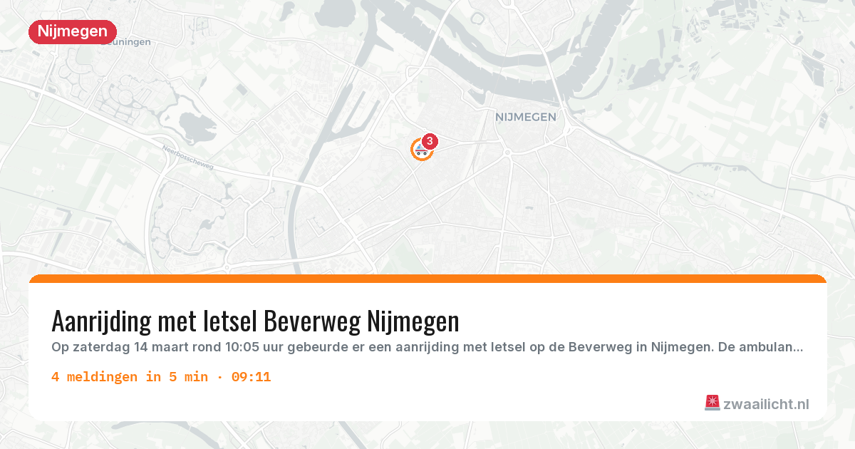 Kaart van de activiteitspiek bij Nijmegen