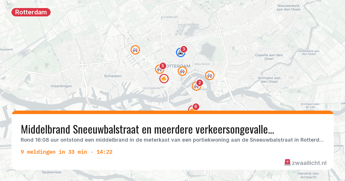 Kaart van de activiteitspiek bij Rotterdam
