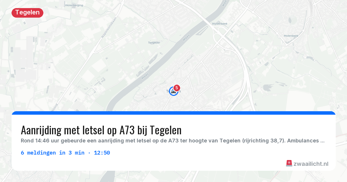 Kaart van de activiteitspiek bij Tegelen