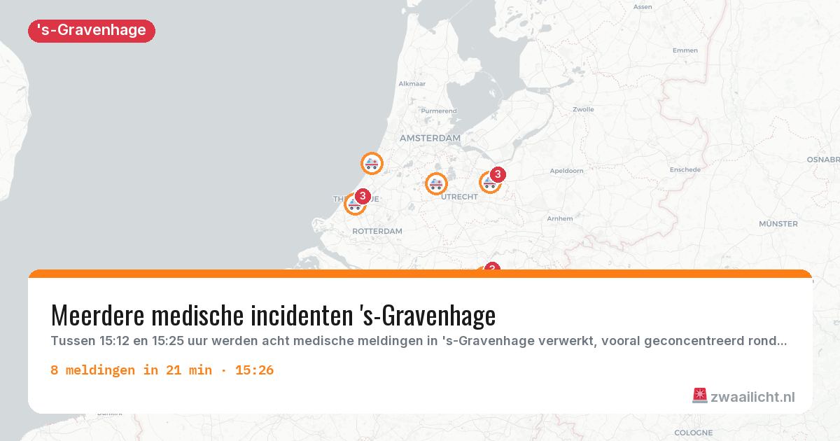 Kaart van de activiteitspiek bij 's-Gravenhage