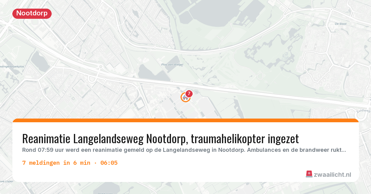 Kaart van de activiteitspiek bij Nootdorp