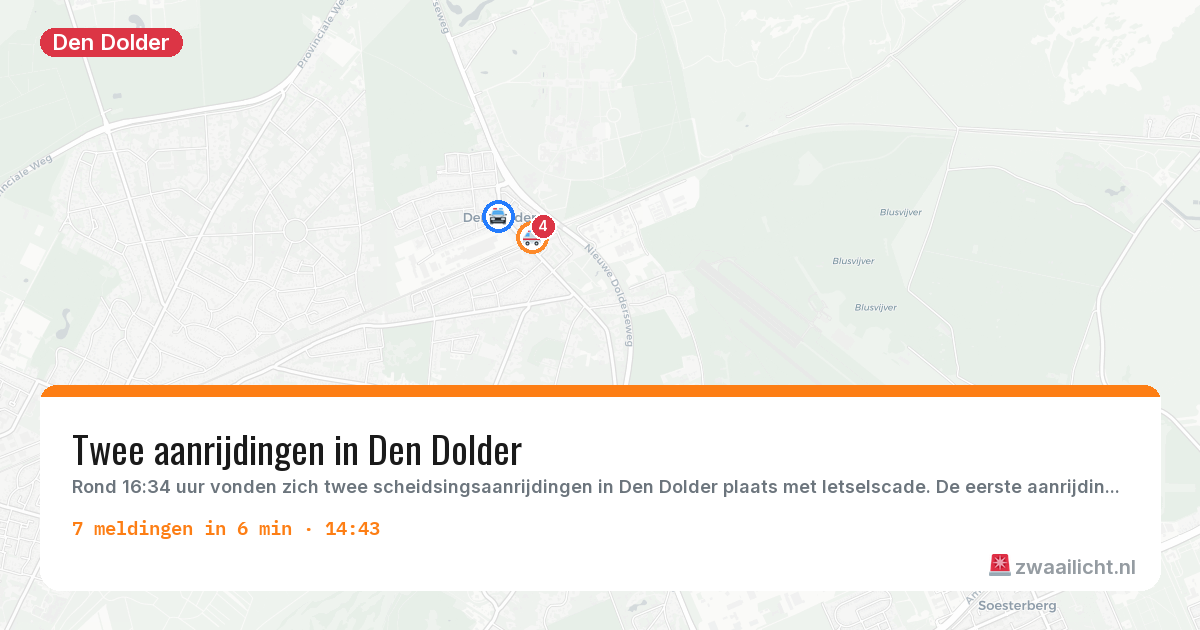 Kaart van de activiteitspiek bij Den Dolder