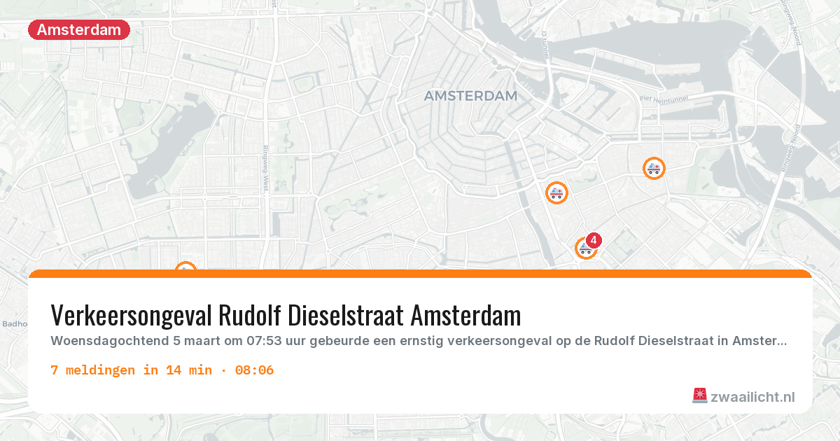 Kaart van de activiteitspiek bij Amsterdam