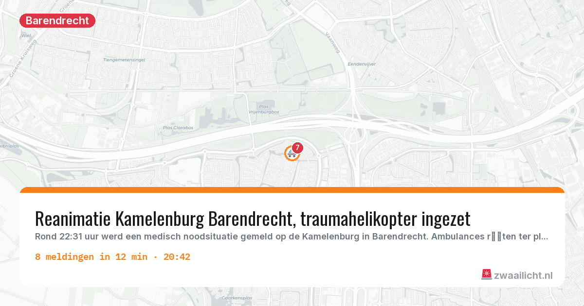 Kaart van de activiteitspiek bij Barendrecht