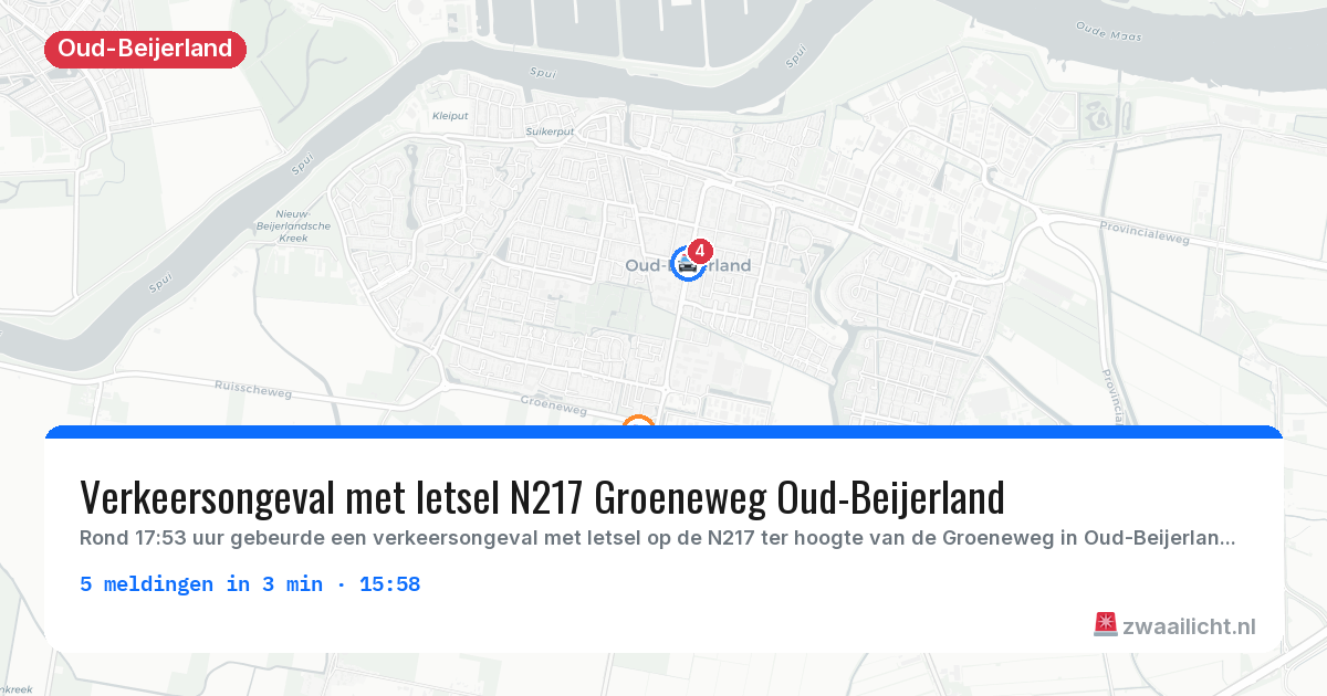 Kaart van de activiteitspiek bij Oud-Beijerland
