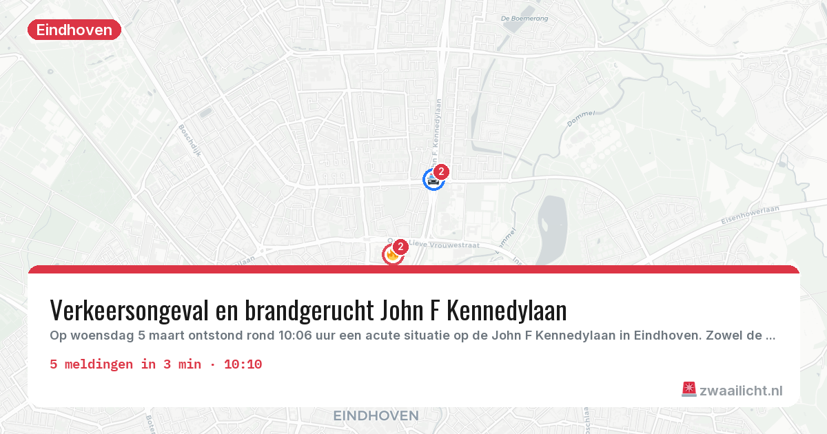 Kaart van de activiteitspiek bij Eindhoven