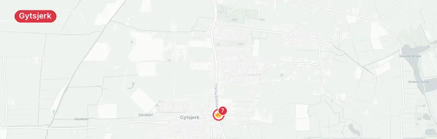 Kaart van Woningbrand Nieuwe Straatweg Gytsjerk, één gewonde