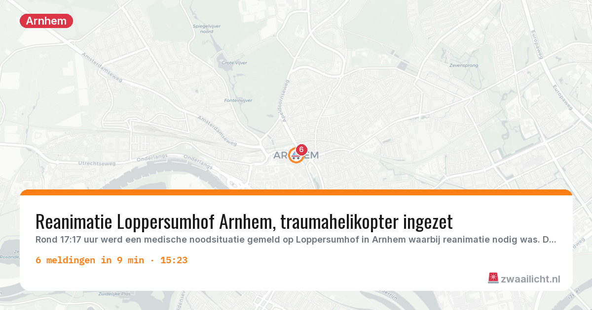 Kaart van de activiteitspiek bij Arnhem