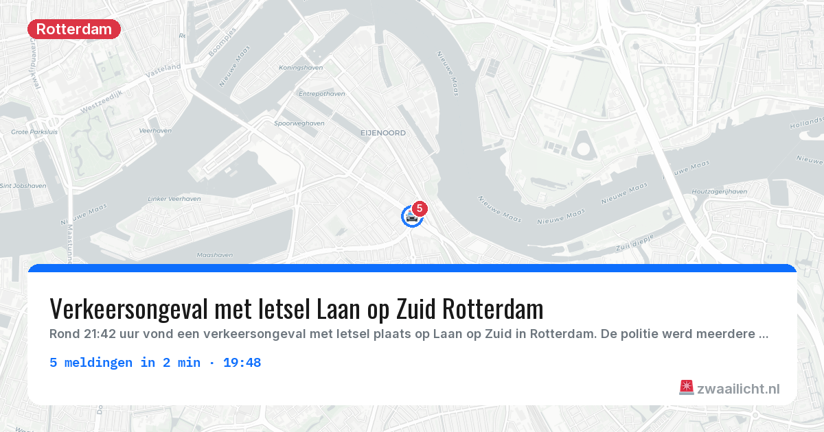 Kaart van de activiteitspiek bij Rotterdam