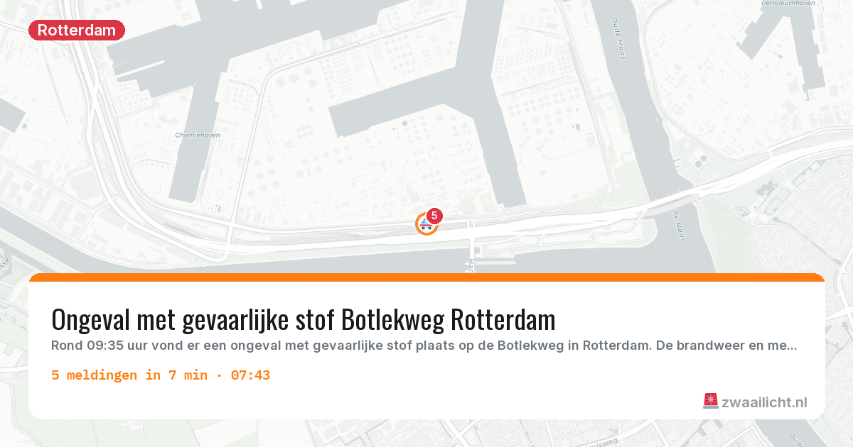 Kaart van de activiteitspiek bij Rotterdam