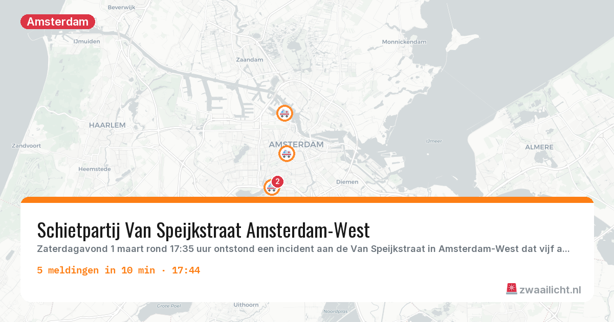 Kaart van de activiteitspiek bij Amsterdam