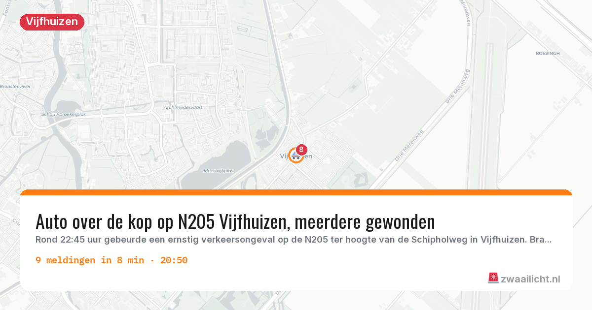 Kaart van de activiteitspiek bij Vijfhuizen