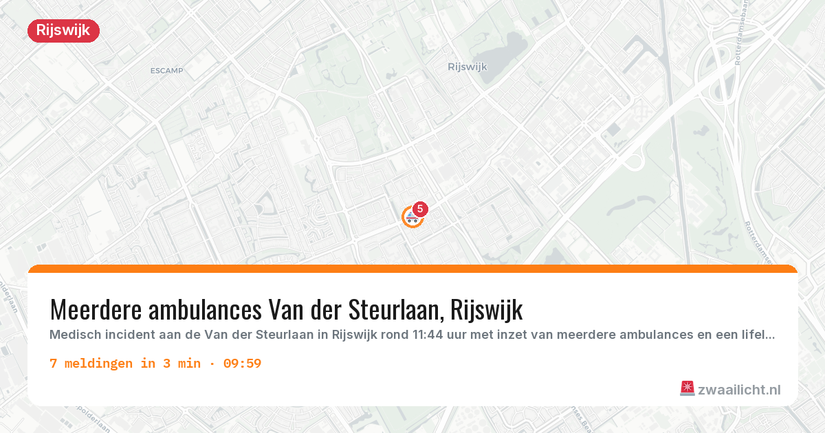 Kaart van de activiteitspiek bij Rijswijk
