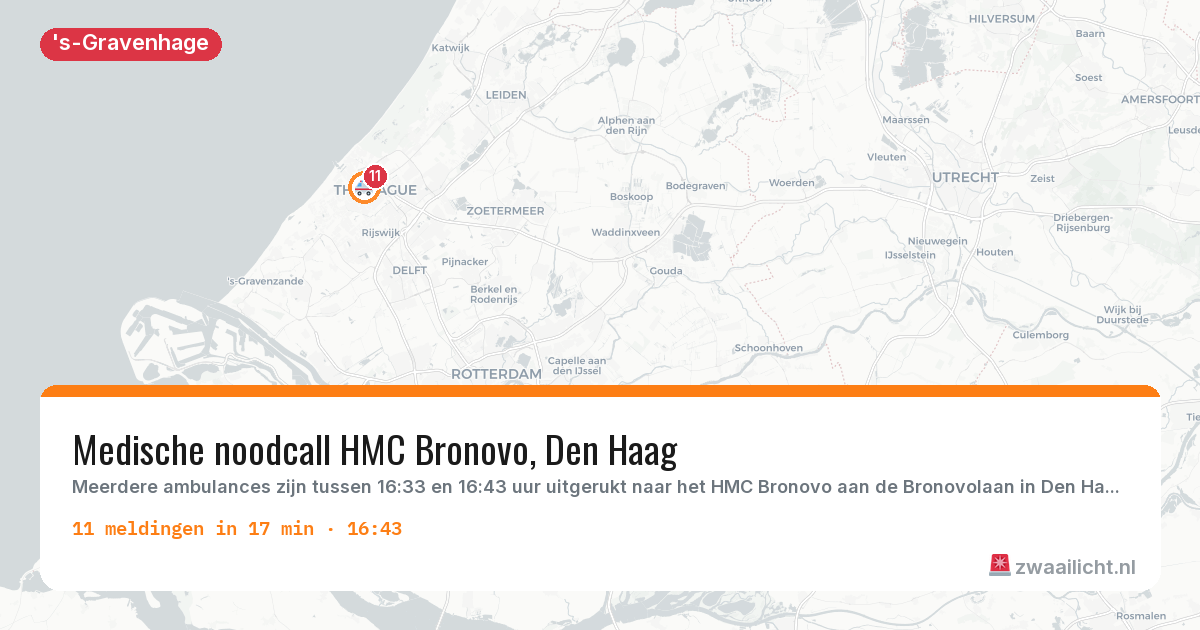 Kaart van de activiteitspiek bij 's-Gravenhage