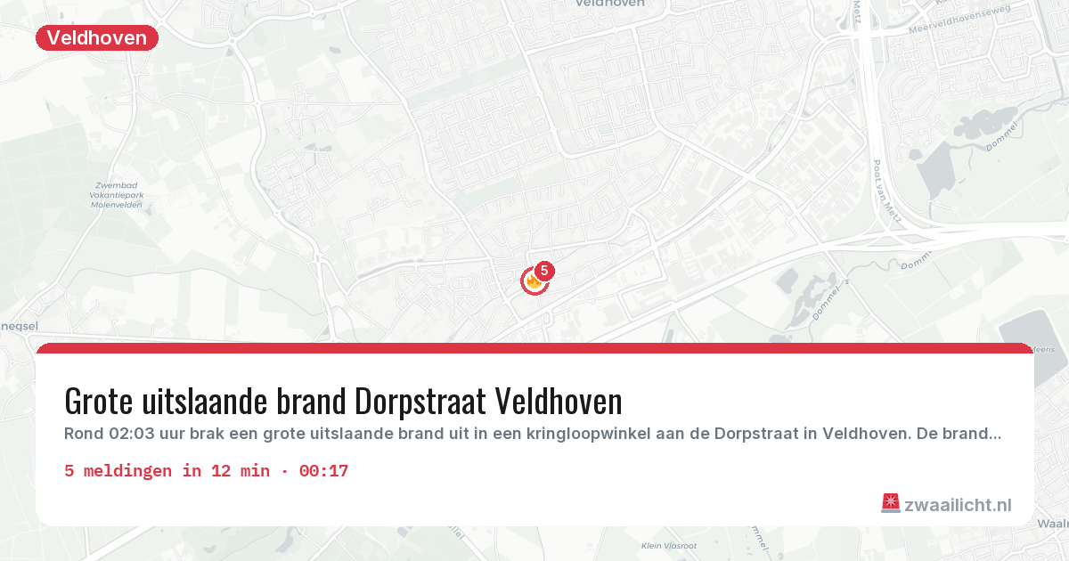 Kaart van de activiteitspiek bij Veldhoven