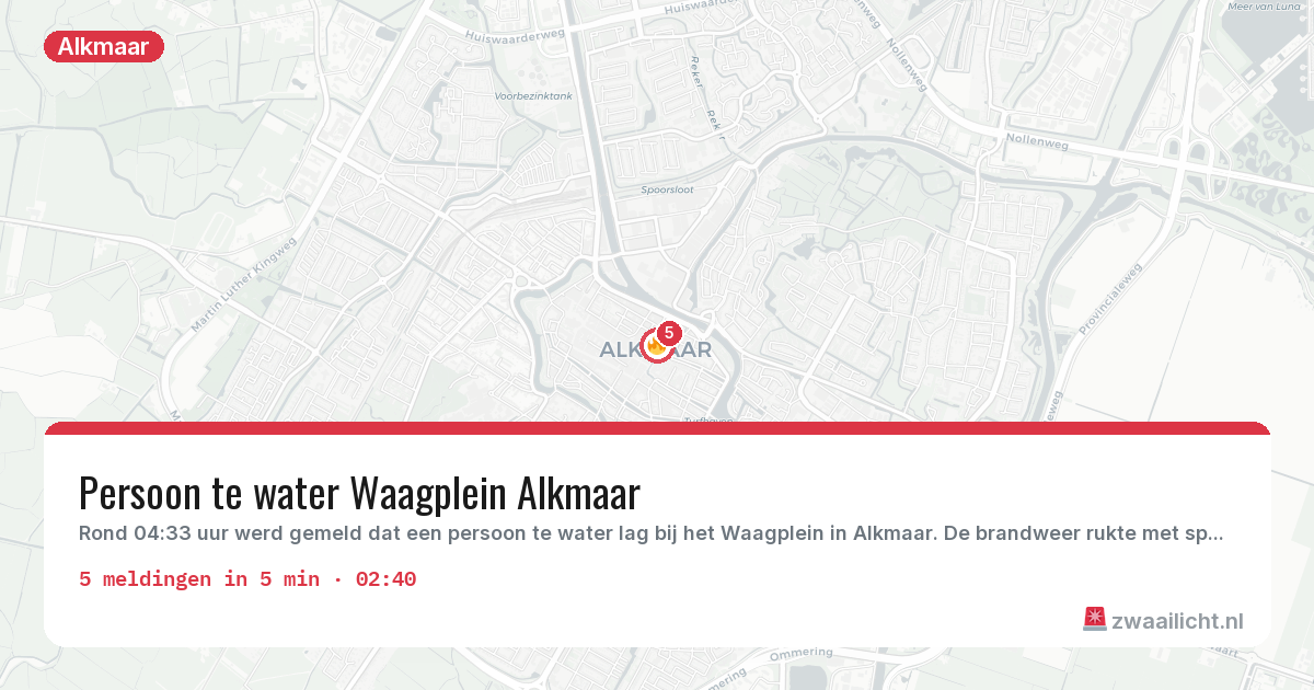 Kaart van de activiteitspiek bij Alkmaar