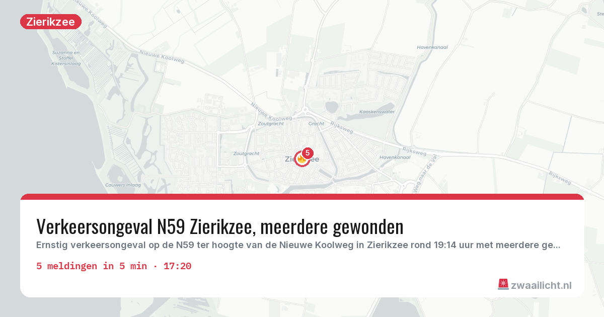 Kaart van de activiteitspiek bij Zierikzee