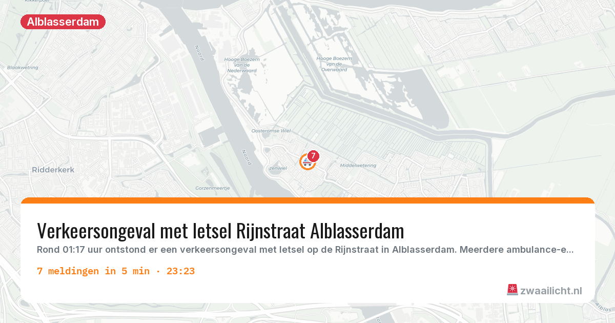 Kaart van de activiteitspiek bij Alblasserdam