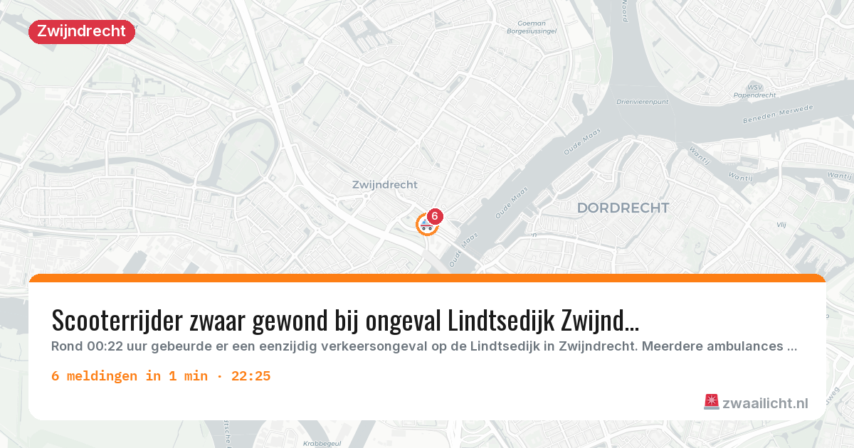 Kaart van de activiteitspiek bij Zwijndrecht