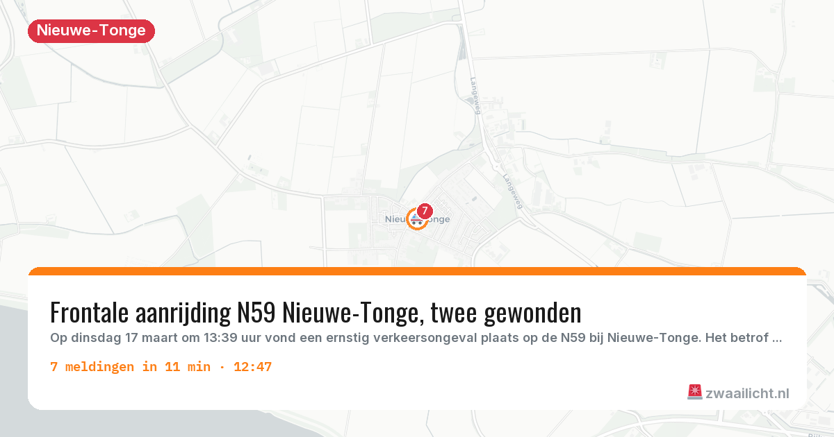 Kaart van de activiteitspiek bij Nieuwe-Tonge