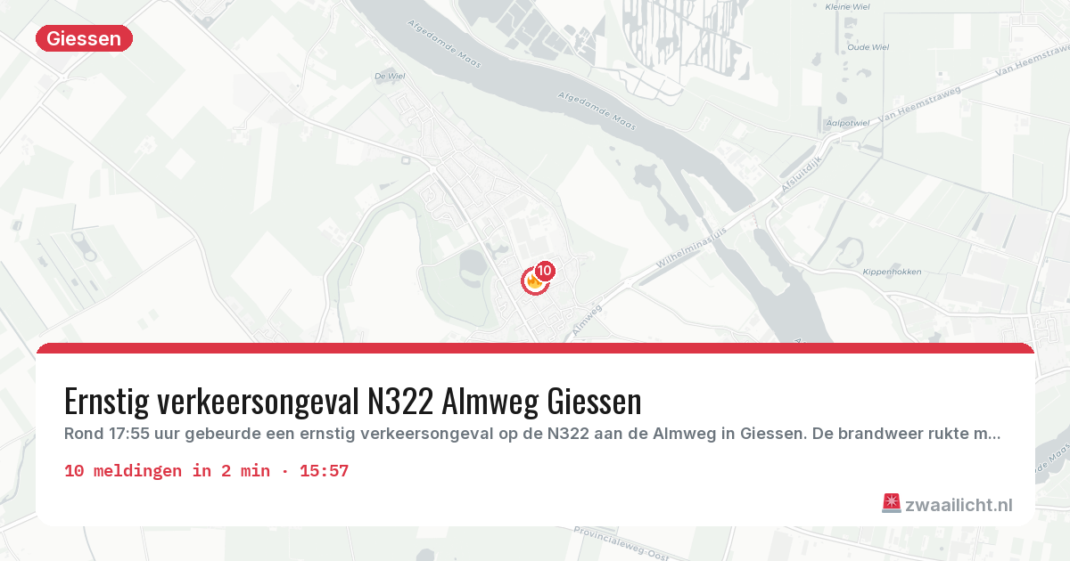 Kaart van de activiteitspiek bij Giessen