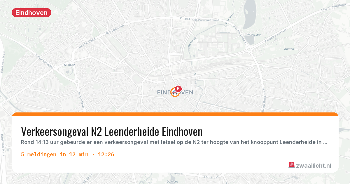 Kaart van de activiteitspiek bij Eindhoven